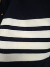 Thom Browne Navy Milano Stitch Diagonal Cuff Gold Button Cardigan 163154433 [P]