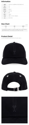 AMI Heart Logo Baseball Cap Black 26FW 161915792 [P]