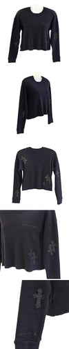Chrome Hearts Leather Patch Waffle Crop Knit Black 162882815 [P]