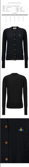 VIVIENNE WESTWOOD 24SS ORB Logo Stickerei Cardiigan Schwarz 1803002P Y001B N402 153209035 [P]