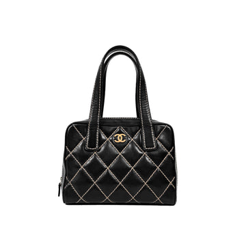 CHANEL ヴィンテージキルティングワイルドステッチボウリングバッグトートバッグブラックA20666 156577950