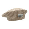 GANNI Logo Etikett Loose Wollrippen-Strickmütze Sand (A4430 196) 123474264 [P]