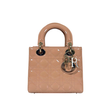 DIOR レディバッグ ペイデント カーフスキン カナージュ トートバッグ スモール ローズ・デ・ヴァン 158123480 [P]