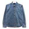 AMI Heart Logo Button-Down Light Used Indigo Denim Shirt 152750340 [P]