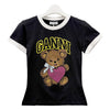 GANNI Logo Teddy Cropped T-Shirt Phantom (T4335 252) 152602445 [P]