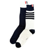 Thom Browne 3-Stripes 4-Bar Thin Mix Classic Mid-Calf Socks Navy White (MAS198F Y3012 979) 132955582 [P]