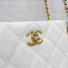 CHANEL Classic CC Logo Shopper Bag White Gold 10093 163155919 [P]