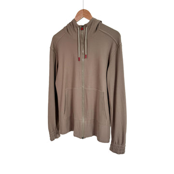 Kiton Men's Cotton Solid Jersey Track Hooded Zip-Up Jacket Beige 158731885 [P]