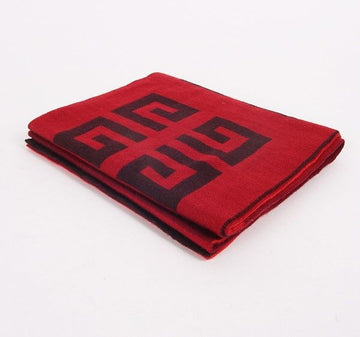 Givenchy Logo Pattern Red Wool Scarf 170cm 19429641