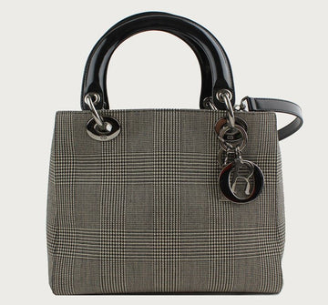 DIOR グレンチェックファブリックレディシルバートートショルダー 26811126