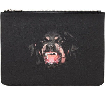 GIVENCHY Rottweiler Druck Leder Clutch 960 Schwarz 16804128
