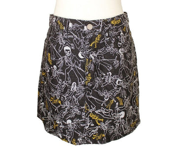 ISSEY MIYAKE プリーツプリーズ ブラック プリント デニム ミニスカート 3 26809264