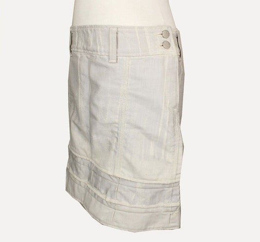 ISSEY MIYAKE Ivory Washed Denim Skirt 2 26809313