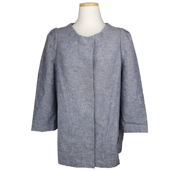 MAJE Blauer Leinen-Jacke ohne Kragen 1 26810398