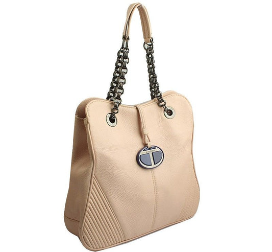 A TESTONI ピンクベージュ ディアスキン ショルダーバッグ 27026052