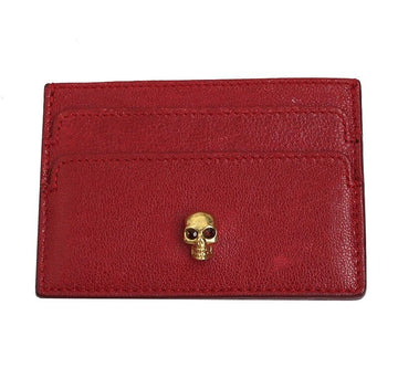 Alexander McQueen Red Gold Skull Card Holder 12345 32996433