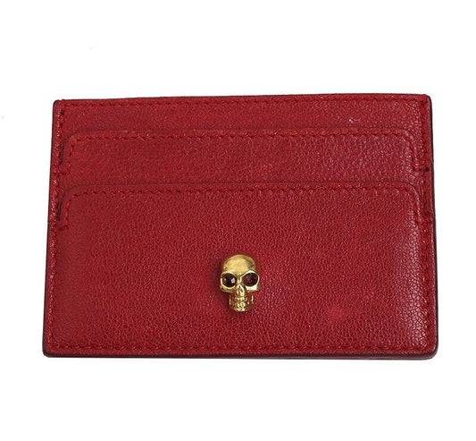 Alexander McQueen Red Gold Skull Card Holder 12345 32996433