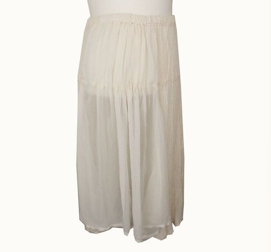 ISSEY MIYAKE Issey FETE Ivory Sheer Pleated Asymmetrical Band Skirt 55 26809360