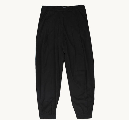 SONIA RYKIEL Schwarze Wolle-Mischung Weite Raffung Hose 36 26809650