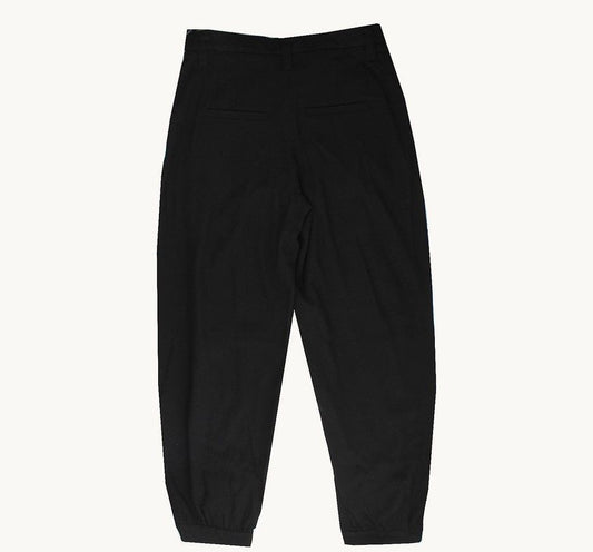 SONIA RYKIEL Schwarze Wolle-Mischung Weite Raffung Hose 36 26809650