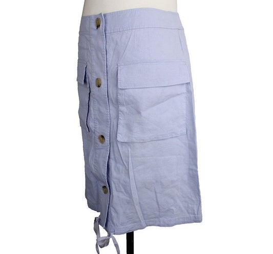 Theory Light Blue Big Pocket Linen Skirt 0 26809365