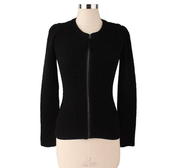 Other Brand Black Embossed Zip Cardigan M 26810192