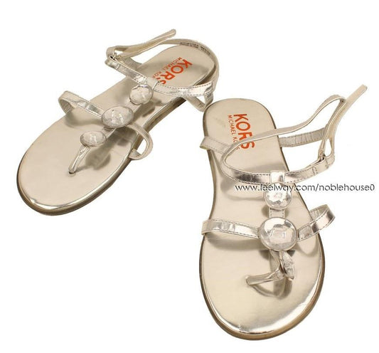 Michael Kors Silver Beaded Strap Sandals 36 26810742