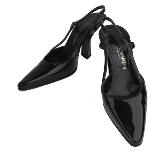 ARMANI Emporio schwarze Lackleder Slingback Schuhe 36.5 26810836