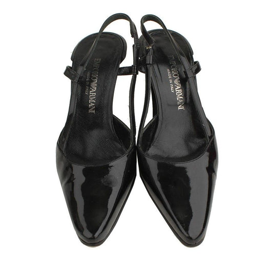 ARMANI Emporio schwarze Lackleder Slingback Schuhe 36.5 26810836