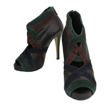 OTHER BRAND Offene Stiefelette aus Multi-Suede in Dunkelbraun 35 26811017