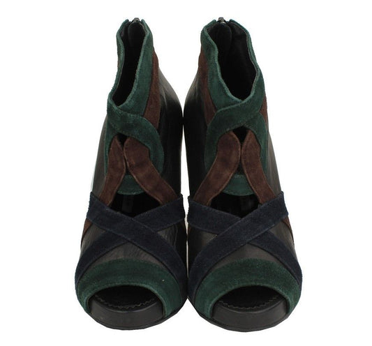OTHER BRAND Multisuedine Open-Toe Stiefeletten Dunkelbraun 35 26811017