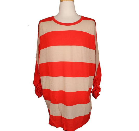 DKNY Red Big Striped T-Shirt S 26807290