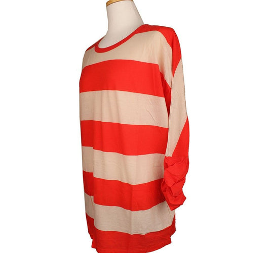 DKNY Red Big Striped T-Shirt S 26807290