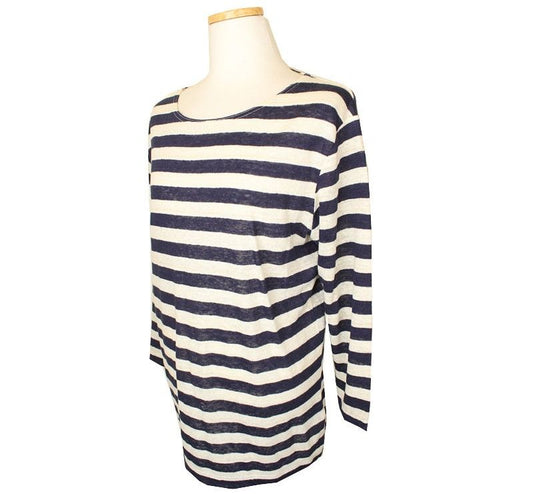 Theory Navy Stripe Linen Top SP 33113088