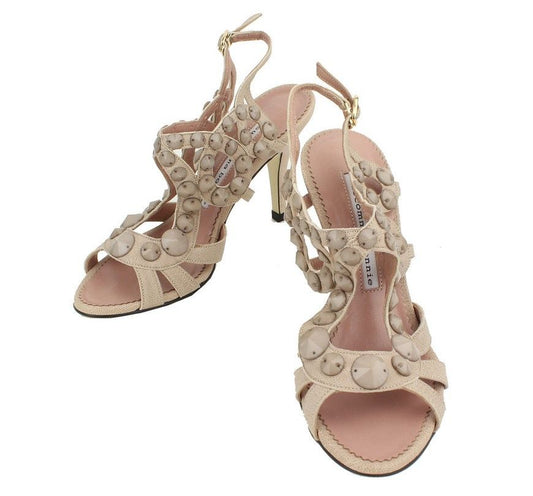 Other Brand Beige Bead Strap Sandals 35 26810796