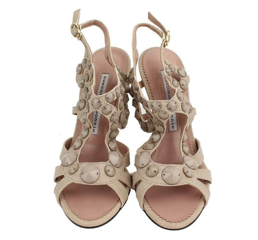 Other Brand Beige Bead Strap Sandals 35 26810796