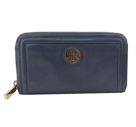 Tory Burch Navy Gold Logo Long Wallet 26811308