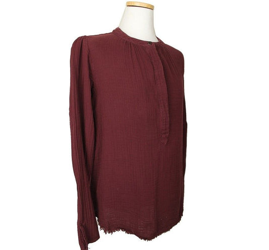 Current Elliott Burgundy Pleated Asymmetric Top 0 26809335