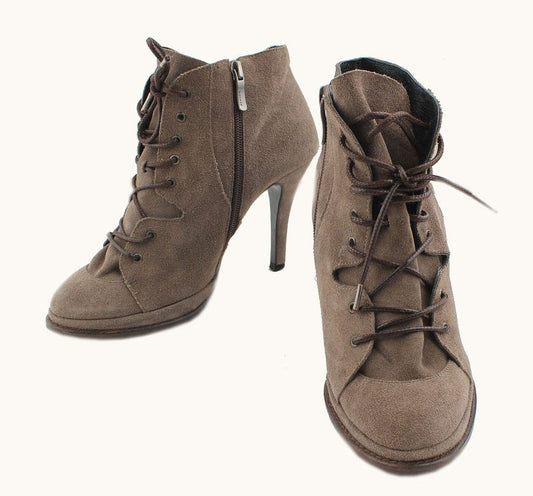 OTHER BRAND Suede Schnürboots in Milchbraun 38 26810781