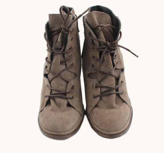 OTHER BRAND Suede Schnürboots in Milchbraun 38 26810781