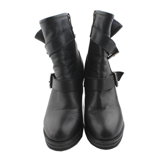 OTHER BRAND Schumacher schwarze Gürtelschnalle Stiefel mittlerer Absatz 37.5 26811022