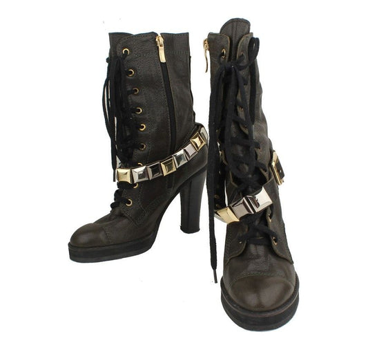 OTHER BRAND Dunkelbraune Metallstollen Mittlere Arbeiterstiefel 35 26810948