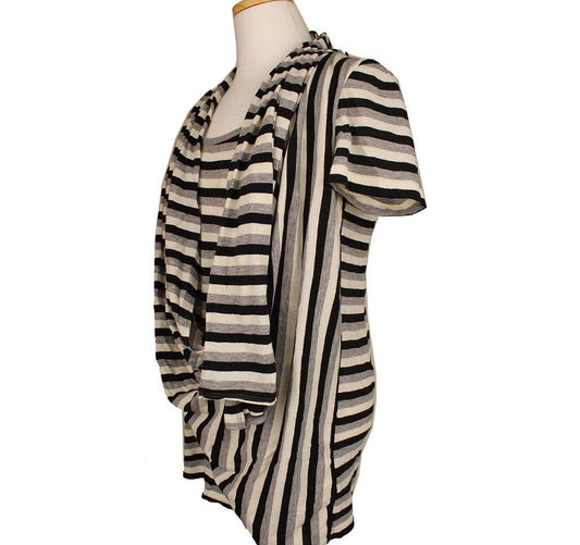 DKNY Stripe Asymmetrical T-Shirt S 26807393