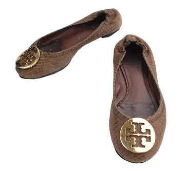 Tory Burch Choco Python Pattern Banded Flat Shoes 240 26810867