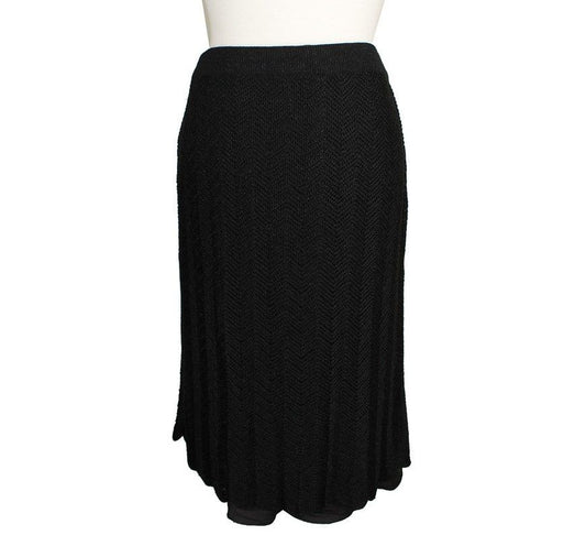 MaxMara Max&Co Metallic Black Wave Knit Banded Skirt 55 26809349