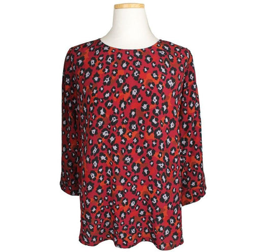 Other Brand Gerald Darel Leopard Pattern Silk Blouse 36 26809226