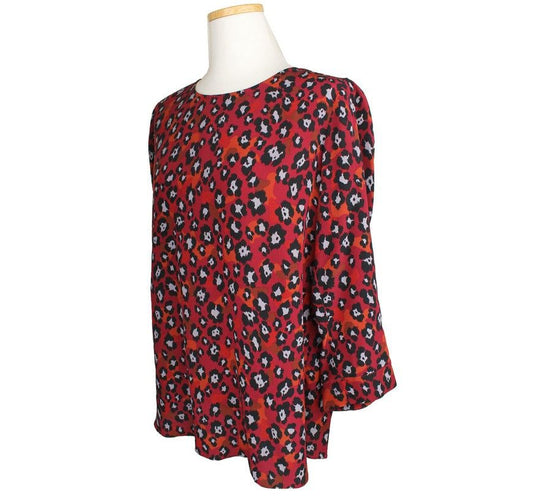 Other Brand Gerald Darel Leopard Pattern Silk Blouse 36 26809226