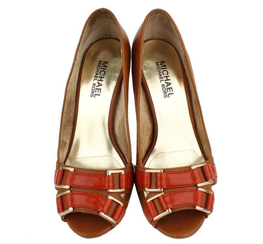 MICHAEL KORS Kamelbraun & Orange Offene Zehen Pumps 5 1/2 M 26810940