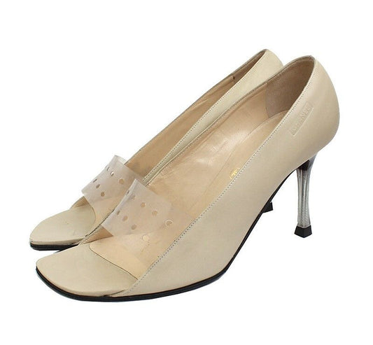 CHANEL Beige Lochband Offene Zehen Pumps 36 C 33421282