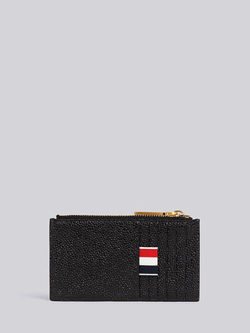 Thom Browne Black Pebble Grain Zip Card Holder 6953396412 33482102